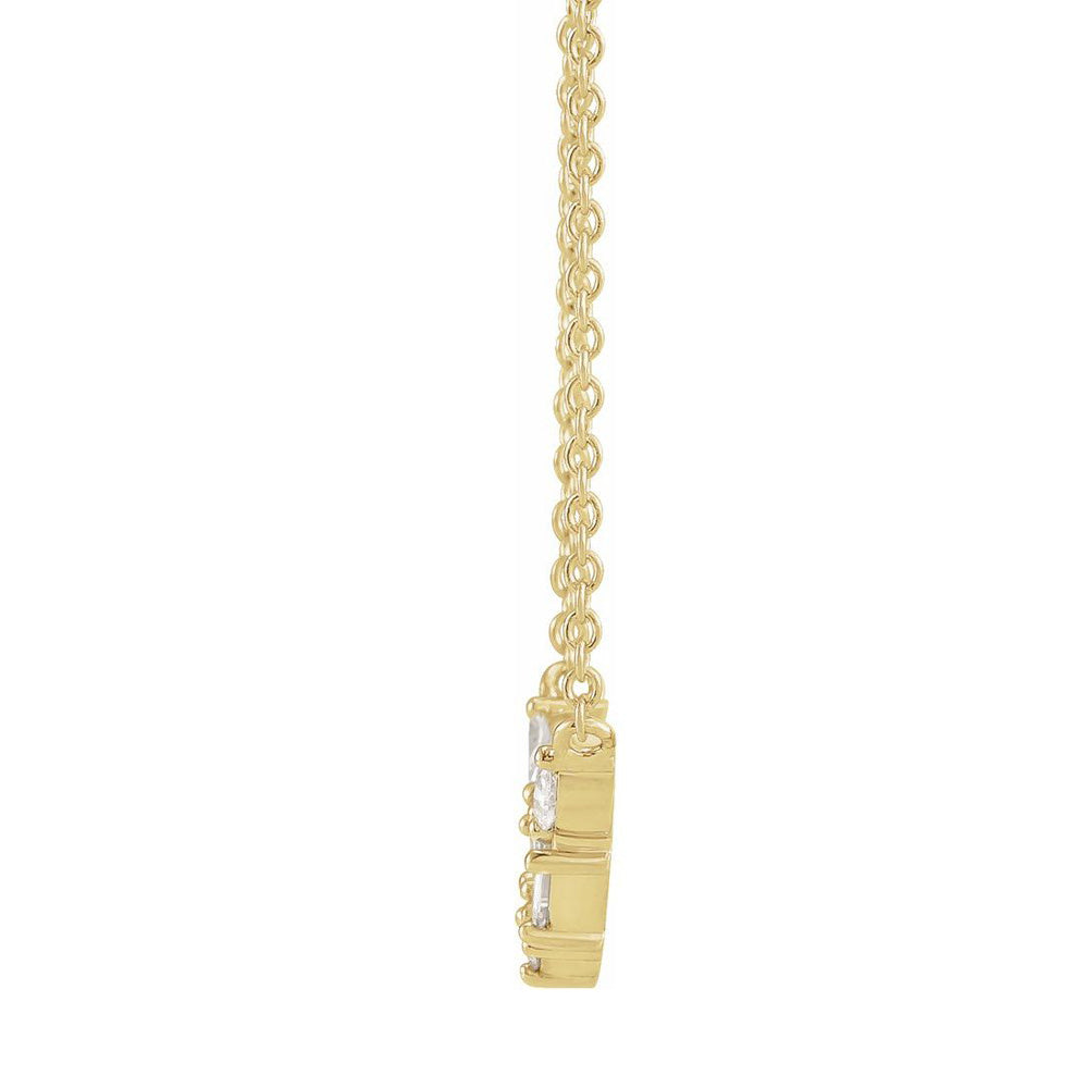 Alternate view of the 14K Yellow Gold 1/6 CTW Diamond V Shaped Bar Necklace, 16 or 18 Inch by The Black Bow Jewelry Co.