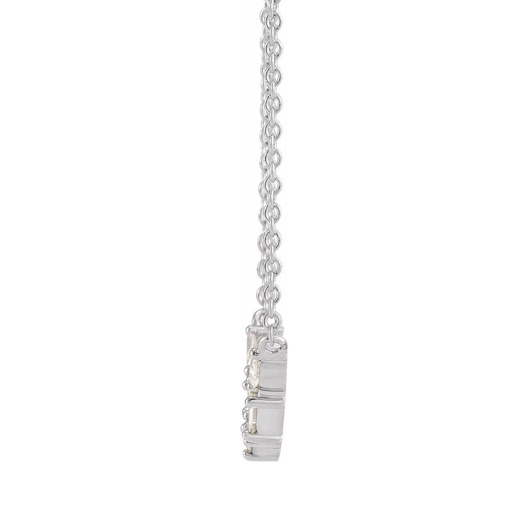 Alternate view of the 14K White Gold 1/6 CTW Diamond V Shaped Bar Necklace, 16 or 18 Inch by The Black Bow Jewelry Co.