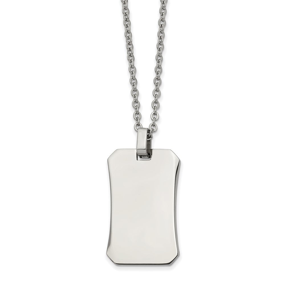 Stainless Steel Polished Octagonal Dog Tag Necklace, 22 Inch, Item N22931 by The Black Bow Jewelry Co.