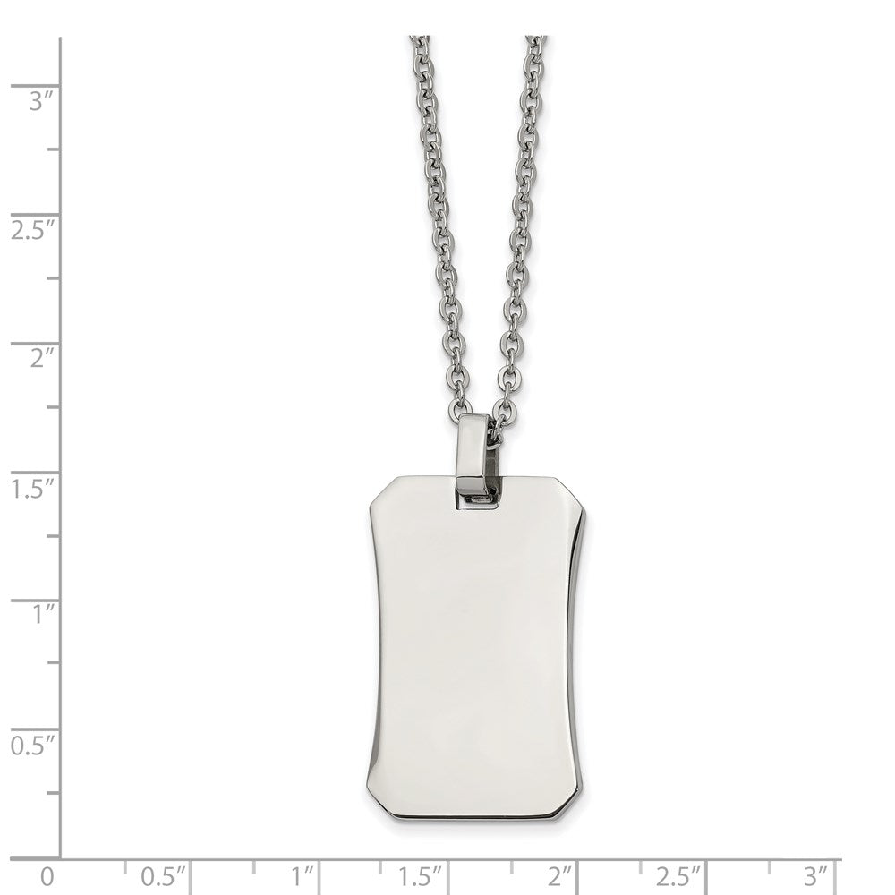 Alternate view of the Stainless Steel Polished Octagonal Dog Tag Necklace, 22 Inch by The Black Bow Jewelry Co.