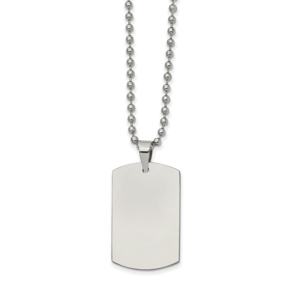 Alternate view of the Stainless Steel Reversible Engravable Dog Tag Necklace, 22 Inch by The Black Bow Jewelry Co.