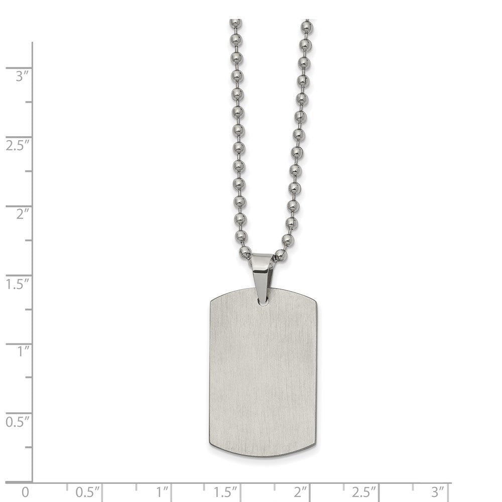 Alternate view of the Stainless Steel Reversible Engravable Dog Tag Necklace, 22 Inch by The Black Bow Jewelry Co.