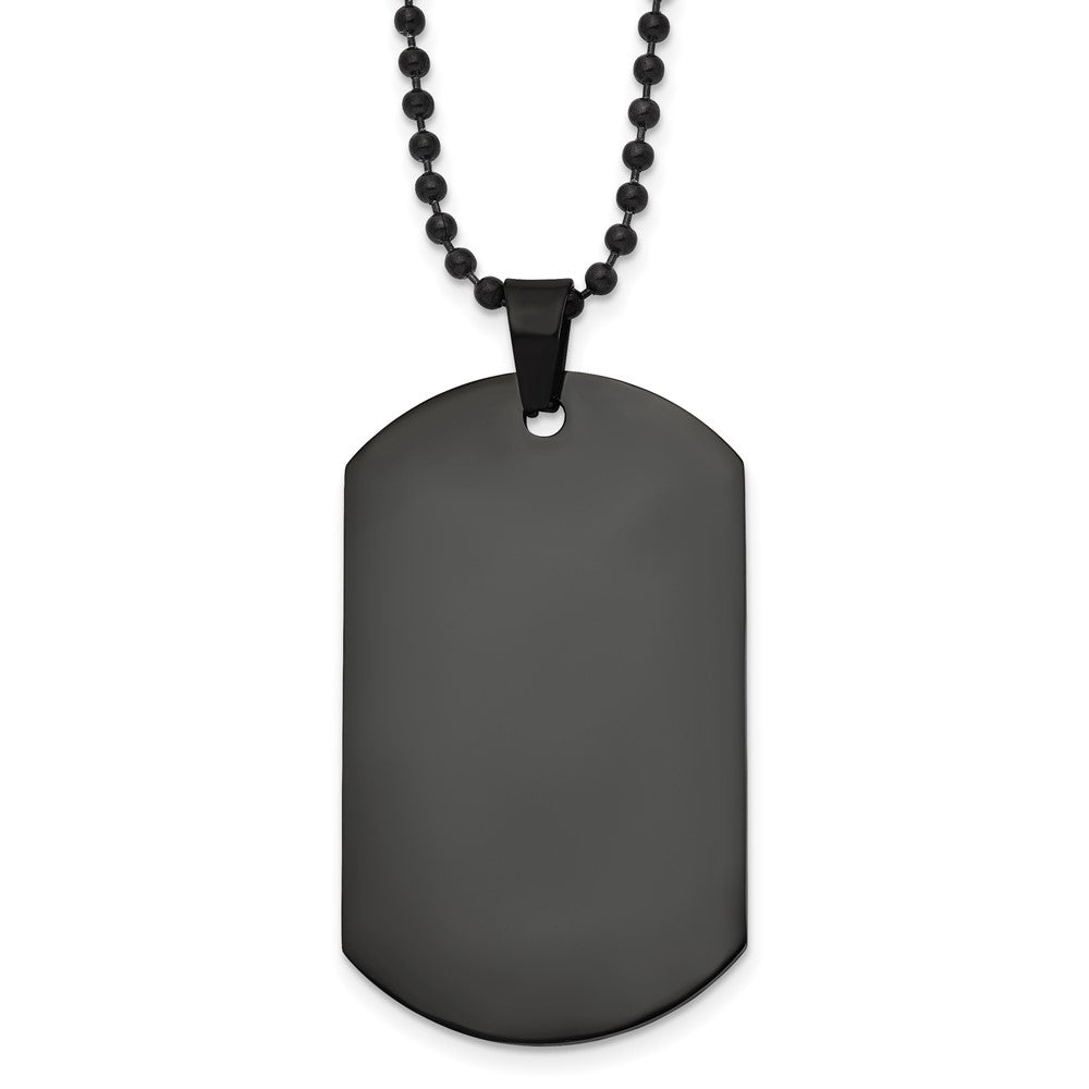 Men&#39;s Black Plated Stainless Steel Polished Dog Tag Necklace, 20 Inch, Item N22939 by The Black Bow Jewelry Co.