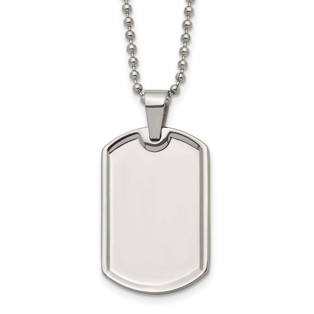 Men&#39;s Stainless Steel Polished Medium Dog Tag Necklace, 20 Inch, Item N22941 by The Black Bow Jewelry Co.
