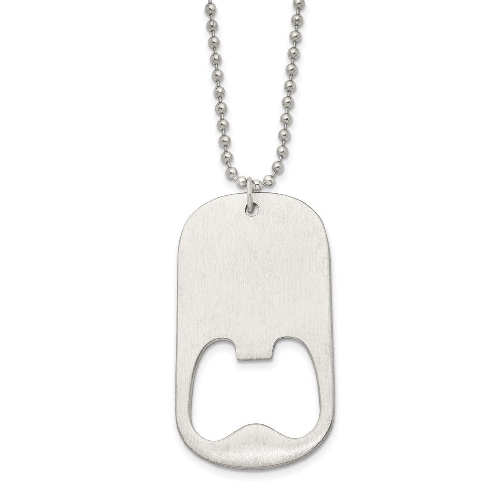 Stainless Steel LG Functional Bottle Opener Dog Tag Necklace, 22 Inch, Item N22943 by The Black Bow Jewelry Co.