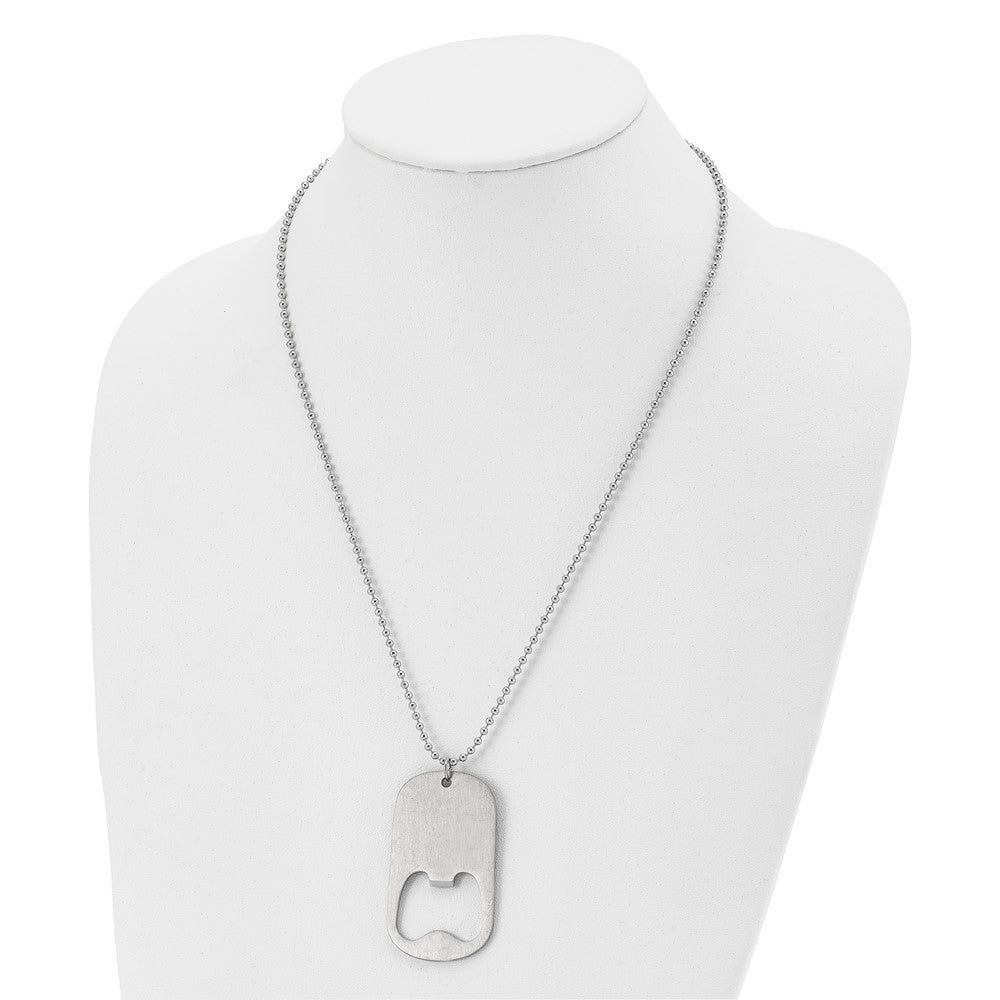 Alternate view of the Stainless Steel LG Functional Bottle Opener Dog Tag Necklace, 22 Inch by The Black Bow Jewelry Co.
