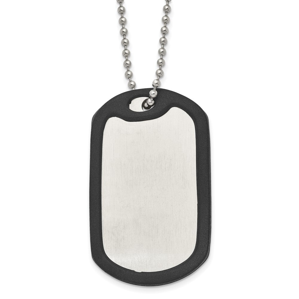 Dog Tag Necklace Diamond Accent Stainless Steel 24