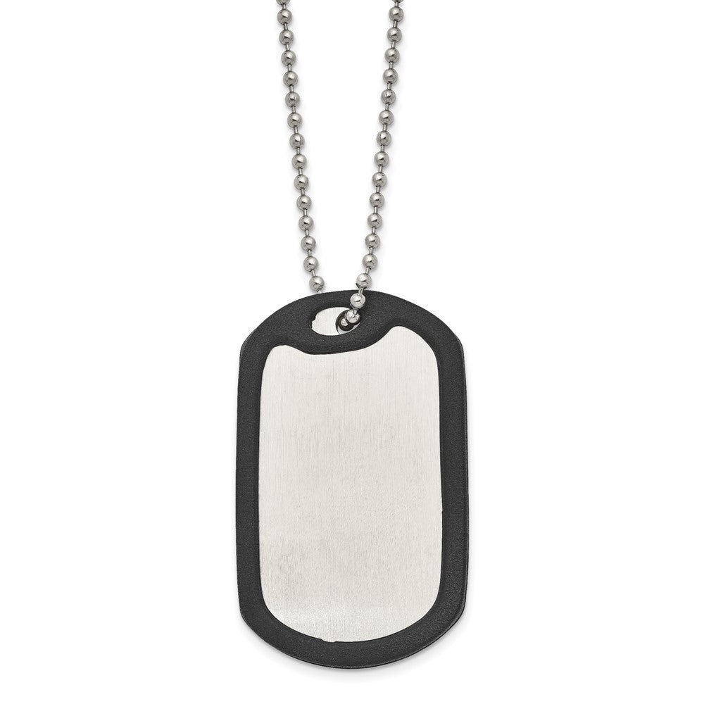 Alternate view of the Stainless Steel Removeable Black Rubber Edge Dog Tag Necklace, 24 Inch by The Black Bow Jewelry Co.