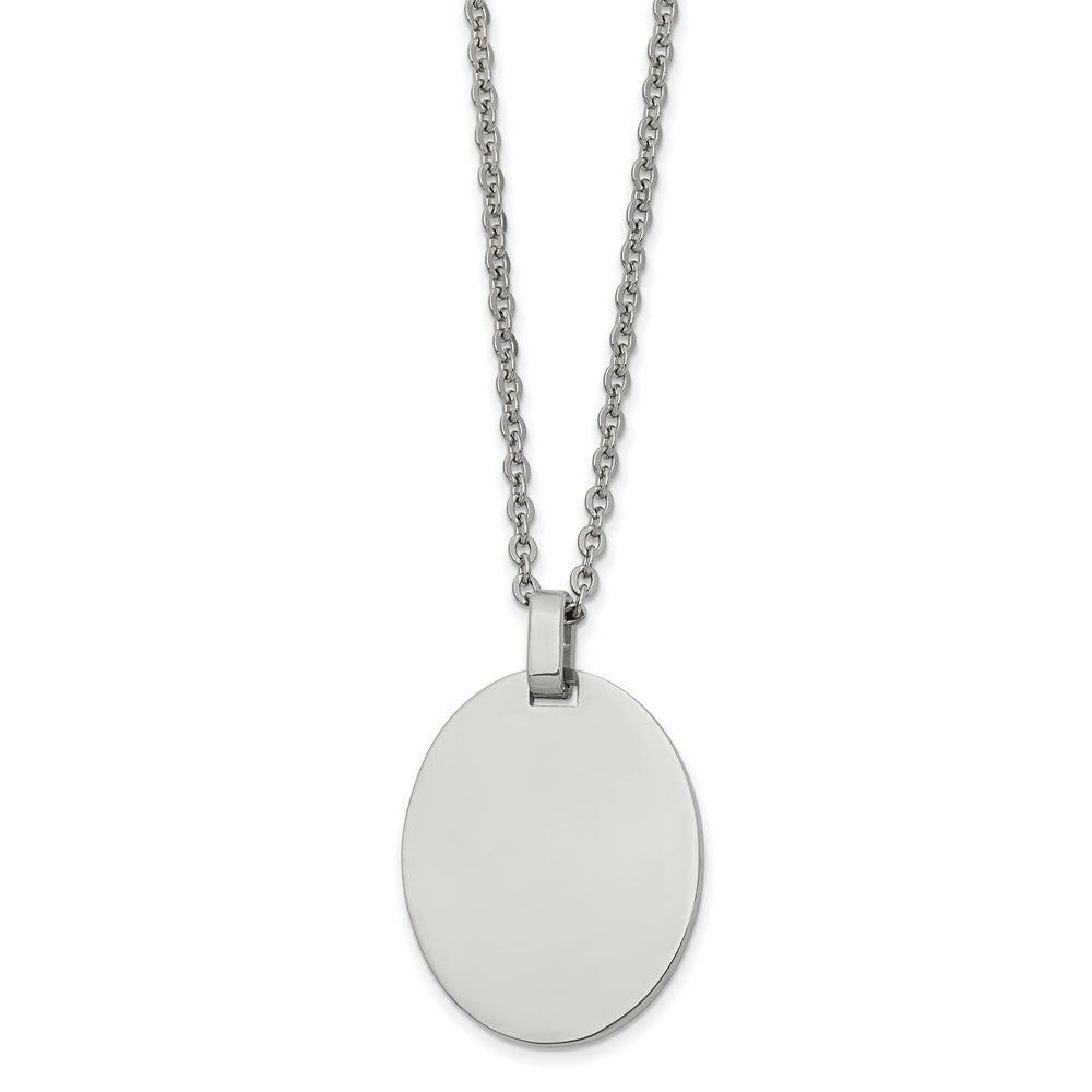 Stainless Steel Polished 25 x 30mm Oval Disc Necklace, 22 Inch, Item N22945 by The Black Bow Jewelry Co.