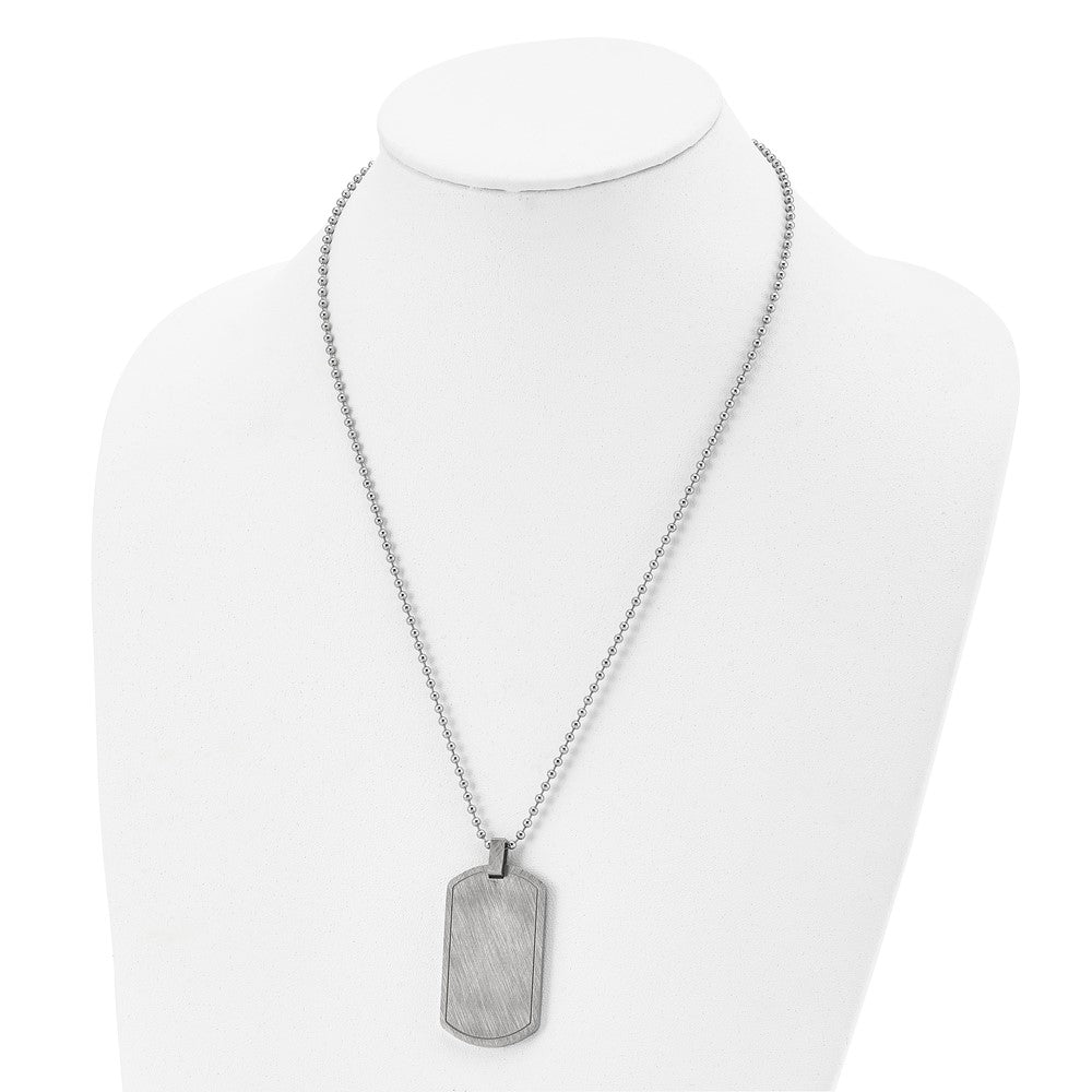 Alternate view of the Men&#39;s Stainless Steel Scratch Finish Dog Tag Necklace, 22 Inch by The Black Bow Jewelry Co.