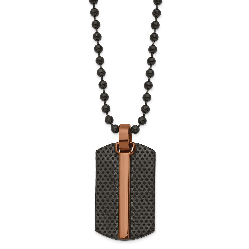 Stainless Steel Black &amp; Brown Plated Small Dog Tag Necklace, 24 Inch, Item N22975 by The Black Bow Jewelry Co.