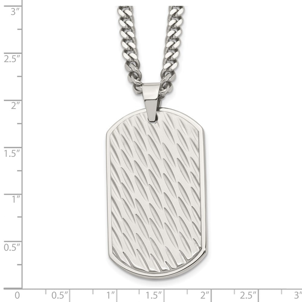 Men's Extra Large Engravable Photo Dog Tag Pendant in 10K White or