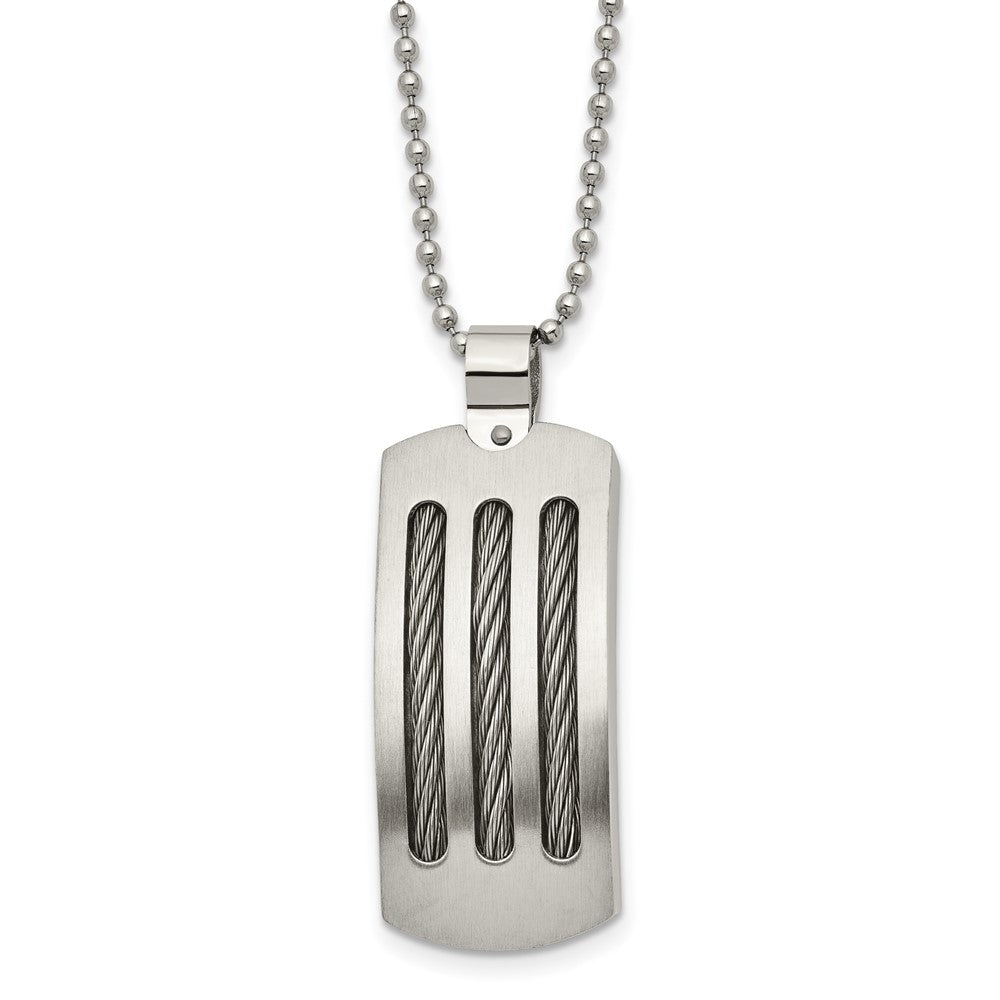 Stainless Steel Brushed and Polished Rounded Edge 2mm Dog Tag on a