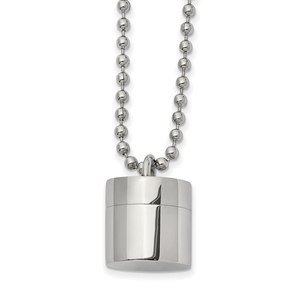 Stainless Steel Polished 15mm Capsule that Opens Necklace, 22 Inch, Item N22992 by The Black Bow Jewelry Co.