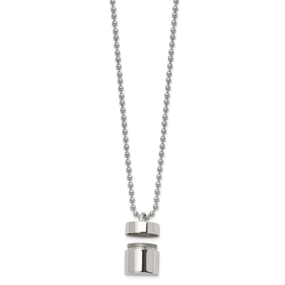 Alternate view of the Stainless Steel Polished 15mm Capsule that Opens Necklace, 22 Inch by The Black Bow Jewelry Co.