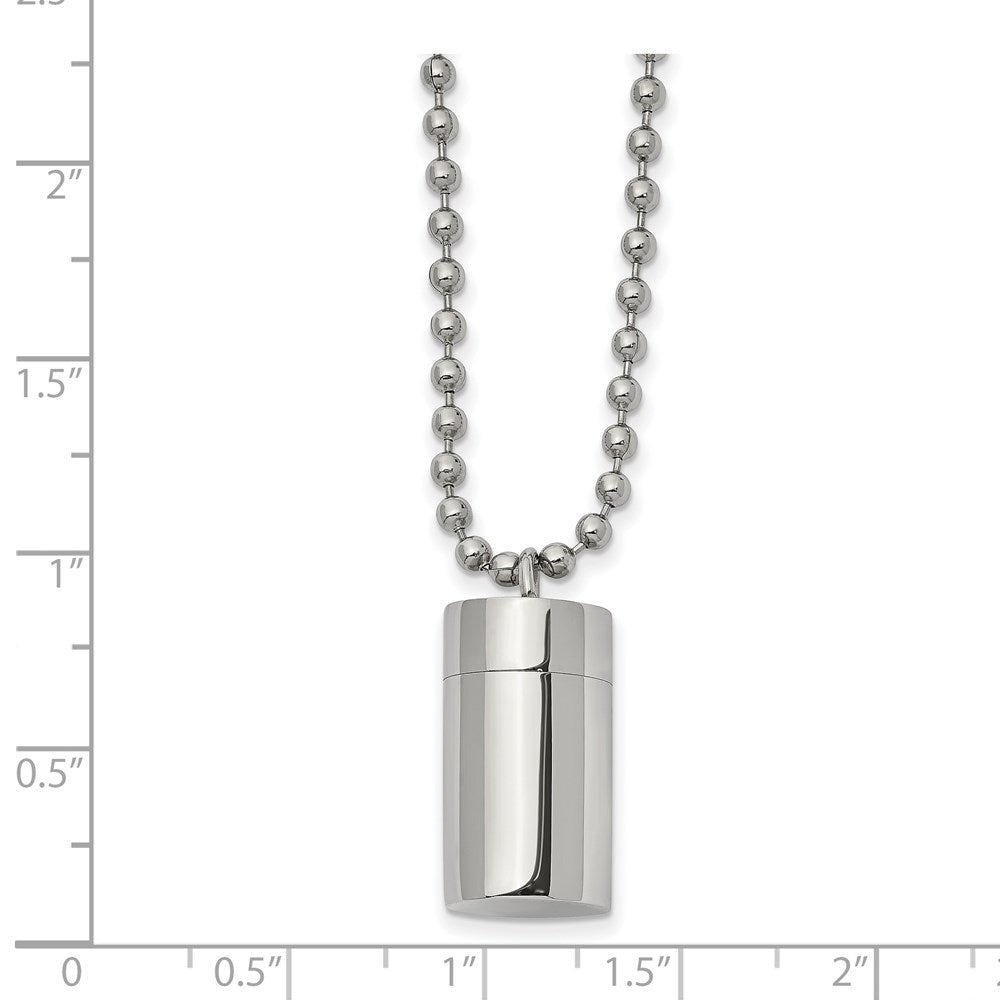 Alternate view of the Stainless Steel Polished 11x19mm Capsule that Opens Necklace, 22 Inch by The Black Bow Jewelry Co.