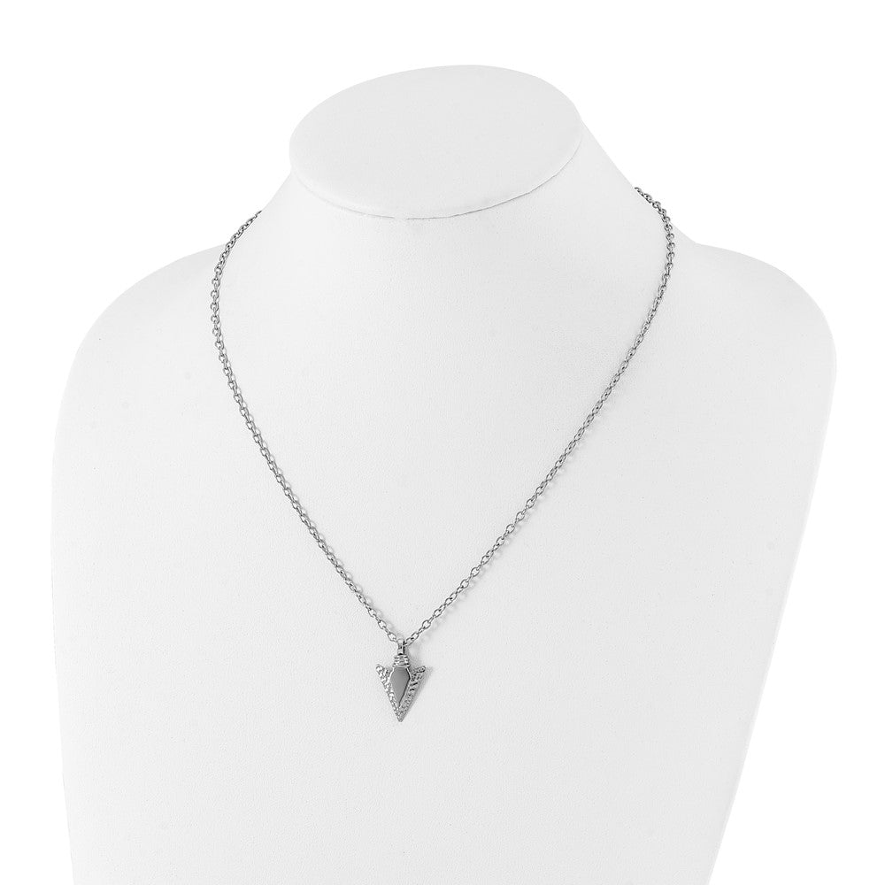 Alternate view of the Stainless Steel Polished &amp; Hammered Small Arrowhead Necklace, 19.5 In by The Black Bow Jewelry Co.