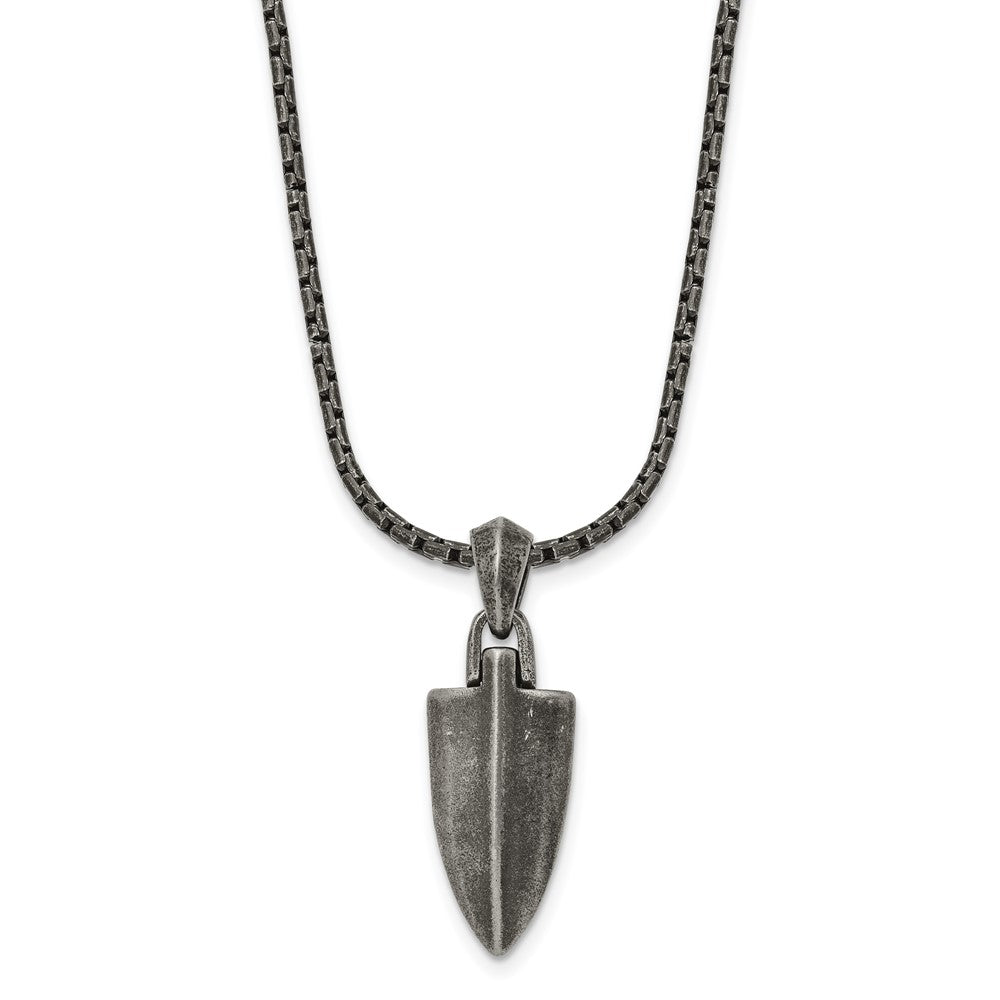 Stainless Steel Antiqued Small Arrowhead Necklace, 28 Inch, Item N23017 by The Black Bow Jewelry Co.