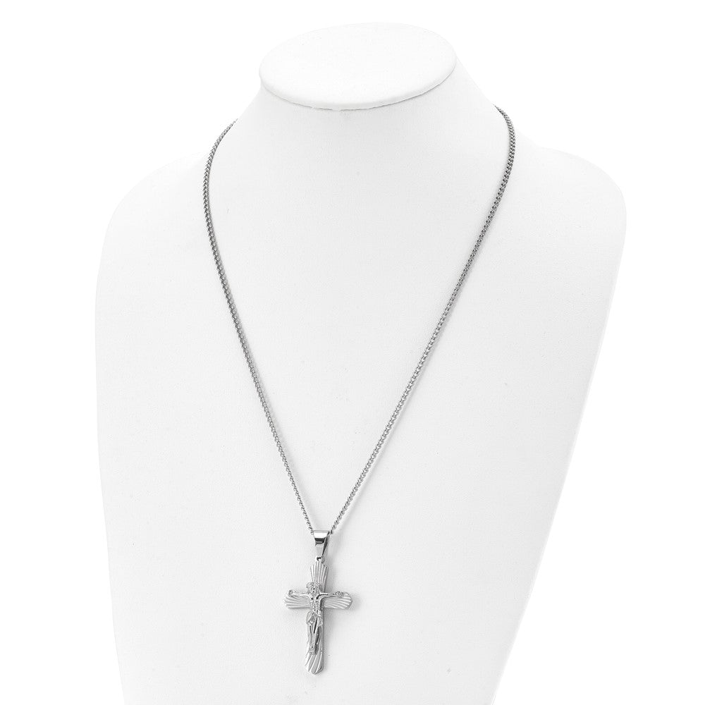 Alternate view of the Men&#39;s Stainless Steel Large Crucifix Passion Cross Necklace, 24 Inch by The Black Bow Jewelry Co.