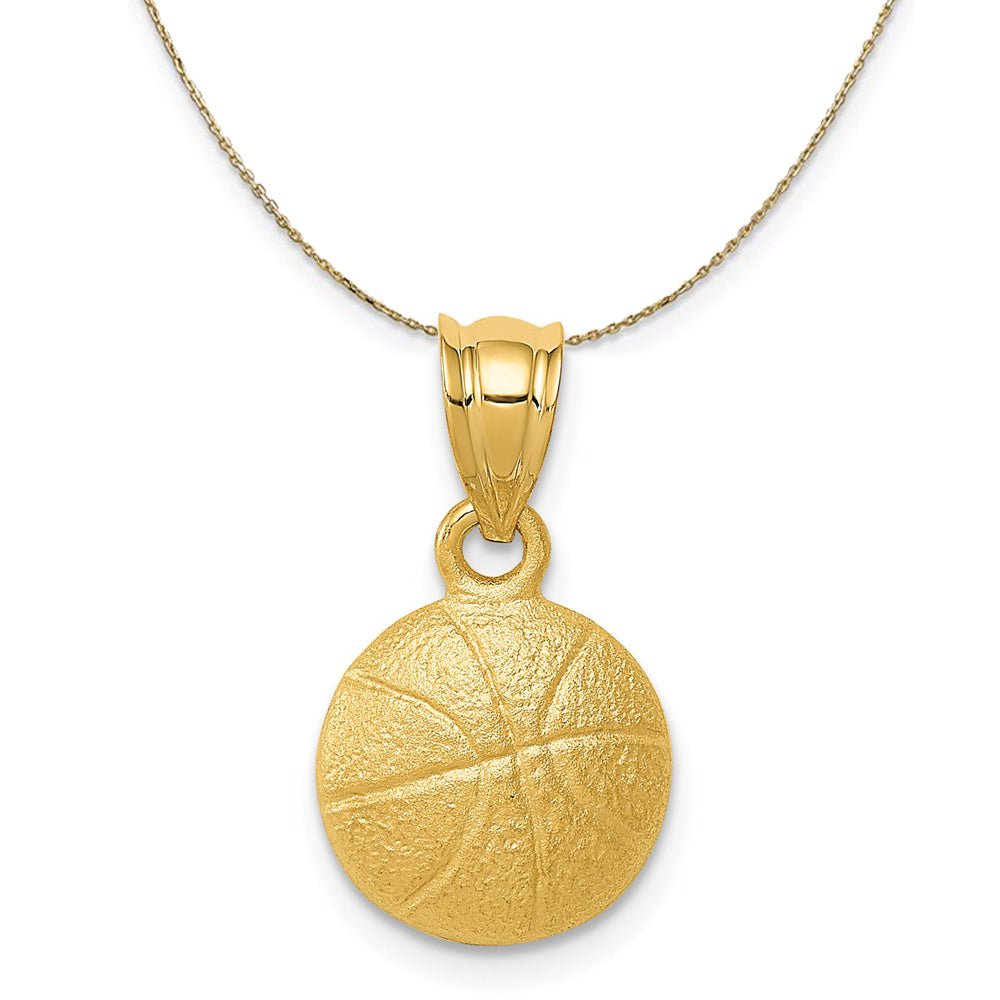 14k Yellow Gold Satin Basketball Necklace, Item N23323 by The Black Bow Jewelry Co.