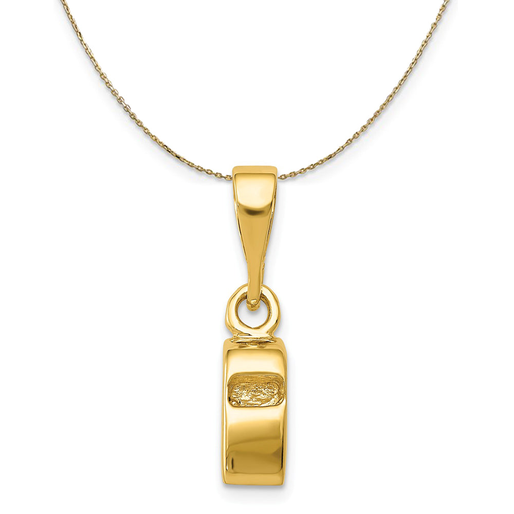 14k Yellow Gold 3D Sports Whistle Necklace, Item N23326 by The Black Bow Jewelry Co.