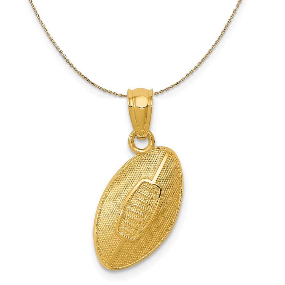 14k Yellow Gold Textured Football Necklace, Item N23341 by The Black Bow Jewelry Co.