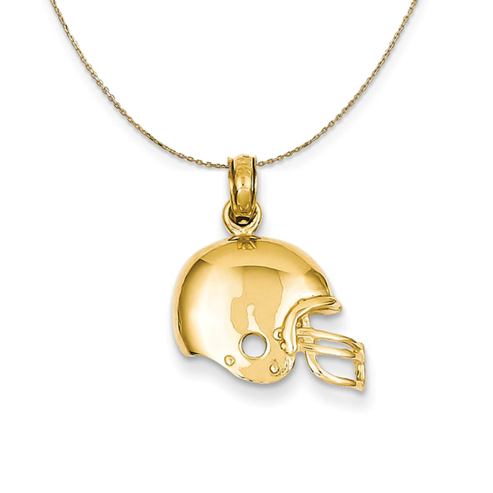 14k Yellow Gold Polished Football Helmet Necklace, Item N23344 by The Black Bow Jewelry Co.