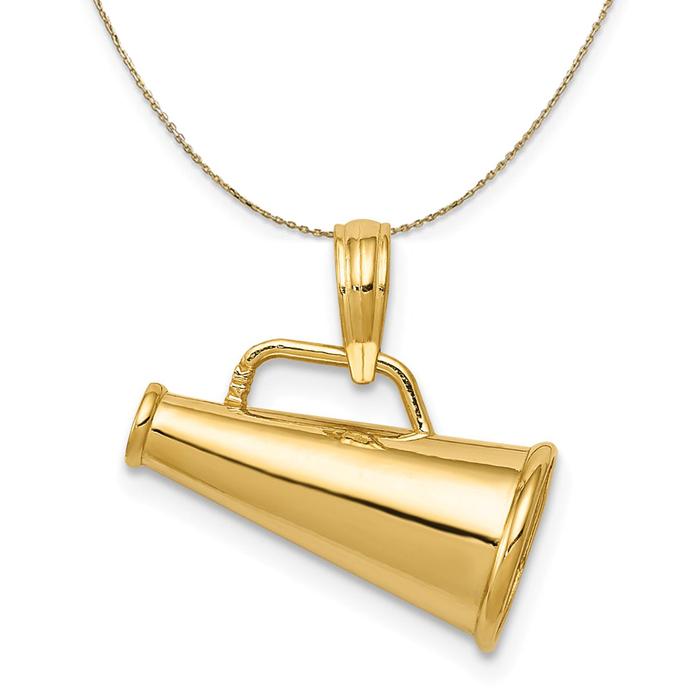 14k Yellow Gold 3D Polished Megaphone Necklace, Item N23348 by The Black Bow Jewelry Co.