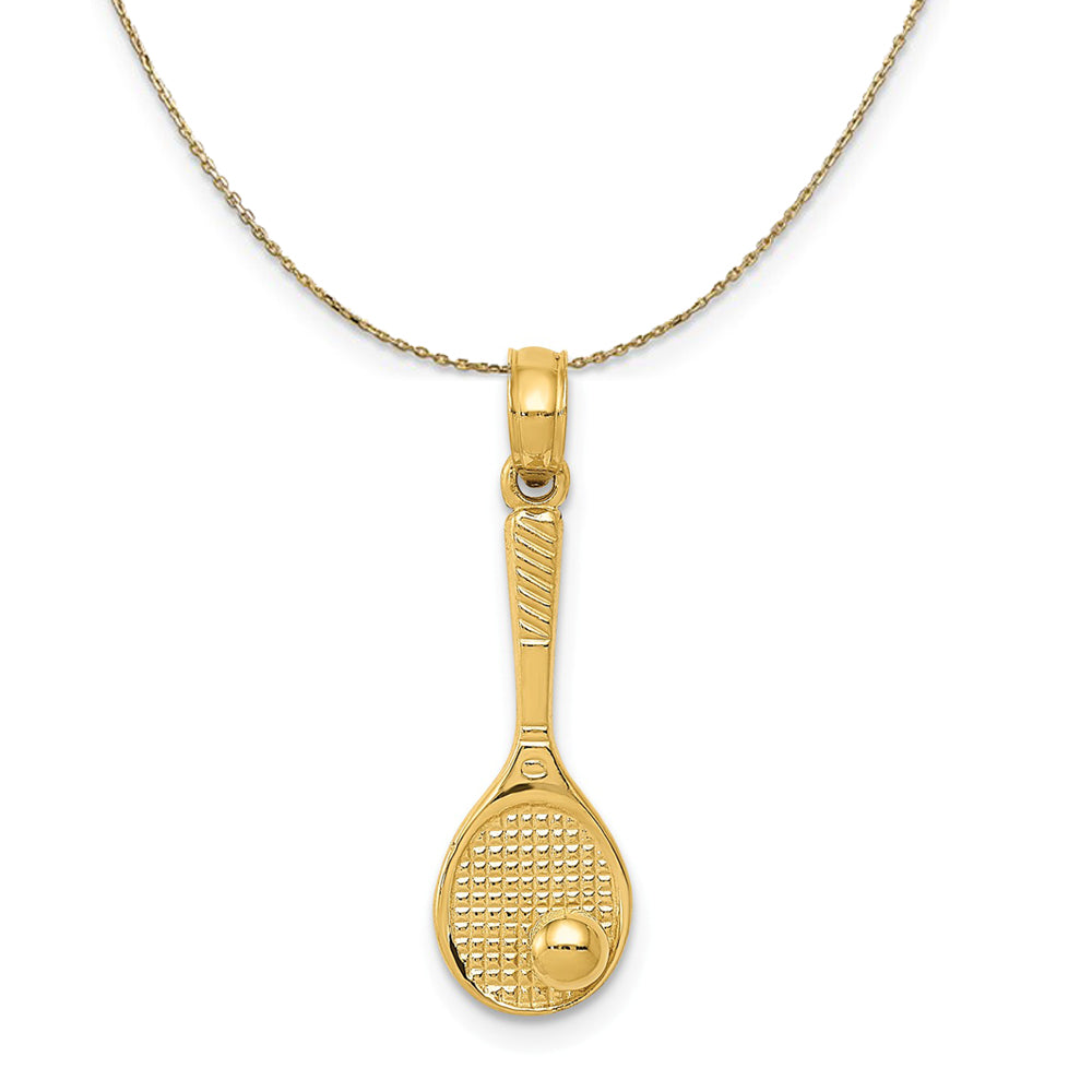 AF Jewelers - Tennis Ball Pendant Necklace with 1 Diamond, Gold Plated