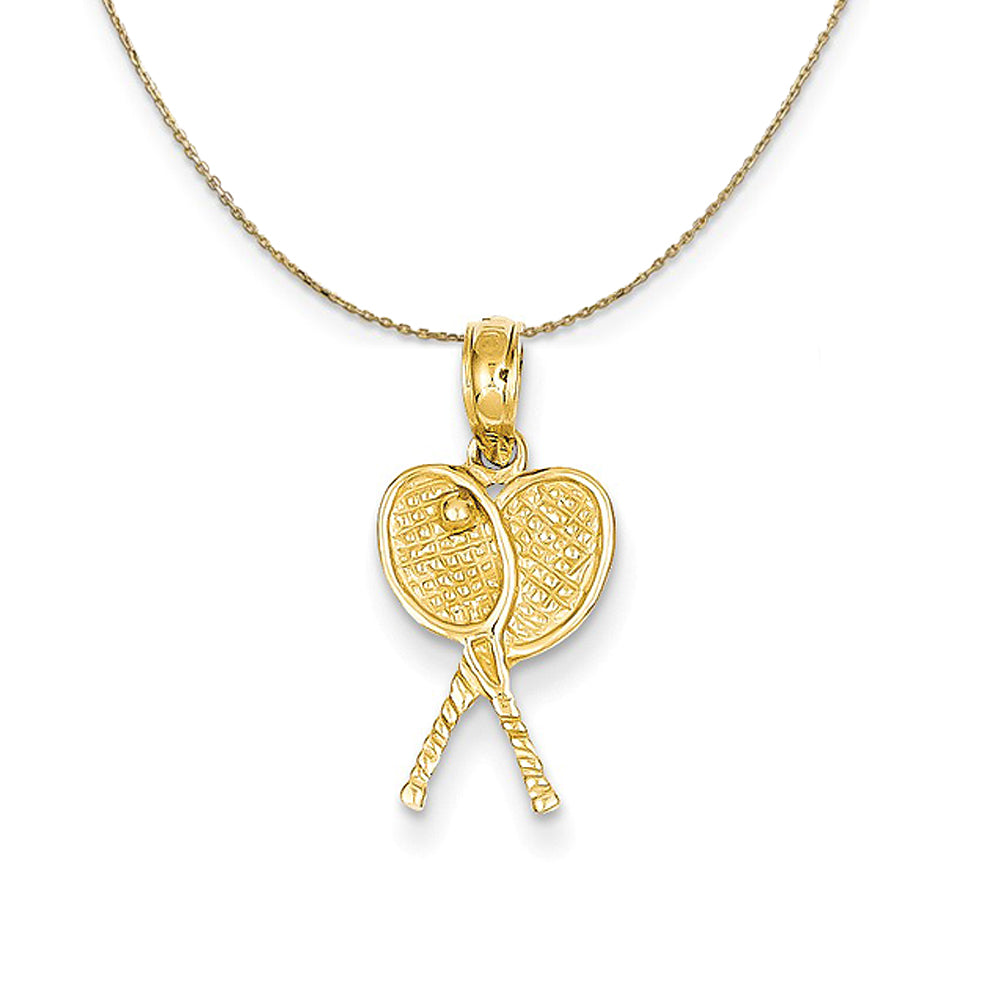 14k Yellow Gold Petite Tennis Racquets Necklace, Item N23373 by The Black Bow Jewelry Co.