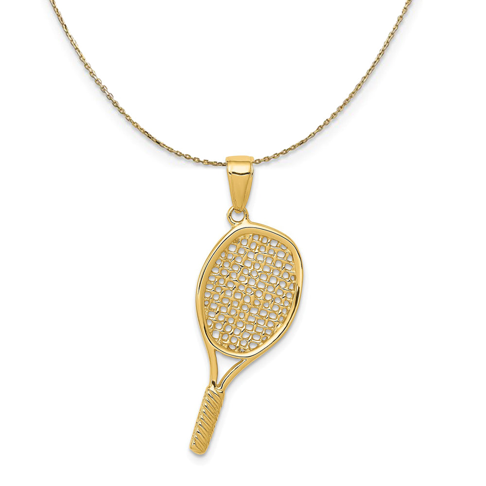 14k Yellow Gold 3D Polished Racquetball Necklace, Item N23382 by The Black Bow Jewelry Co.