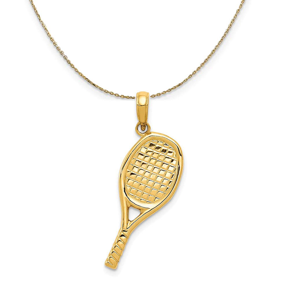 14k Yellow Gold Three Dimensional Racquetball Necklace, Item N23383 by The Black Bow Jewelry Co.