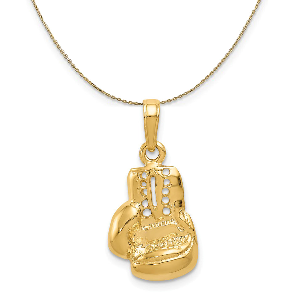 14k Yellow Gold 2D Boxing Glove Necklace, Item N23399 by The Black Bow Jewelry Co.