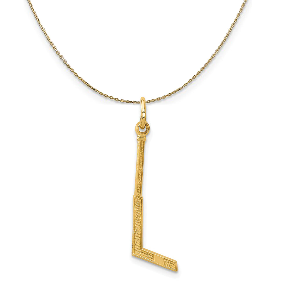 14k Yellow Gold Goalie Stick Necklace, Item N23416 by The Black Bow Jewelry Co.