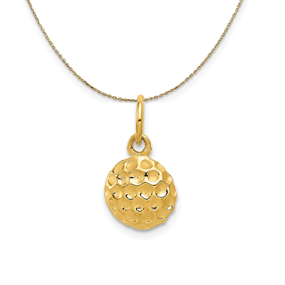 14k Yellow Gold Polished Golf Ball (9mm) Necklace, Item N23423 by The Black Bow Jewelry Co.