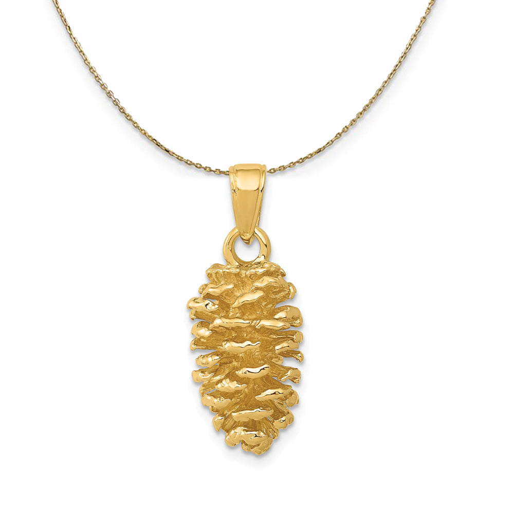 14k Yellow Gold 3D Polished Pinecone Necklace, Item N23447 by The Black Bow Jewelry Co.