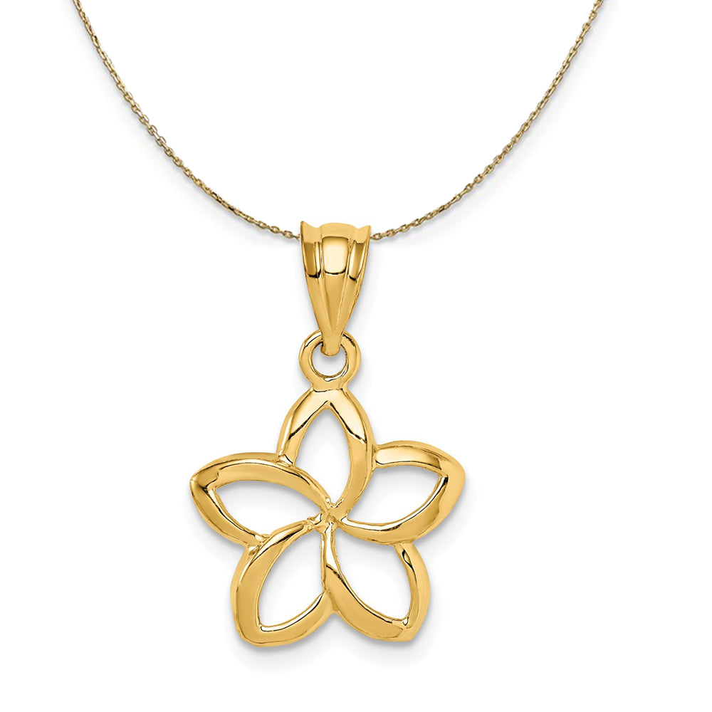 14k Yellow Gold 14mm Plumeria Silhouette Necklace, Item N23462 by The Black Bow Jewelry Co.