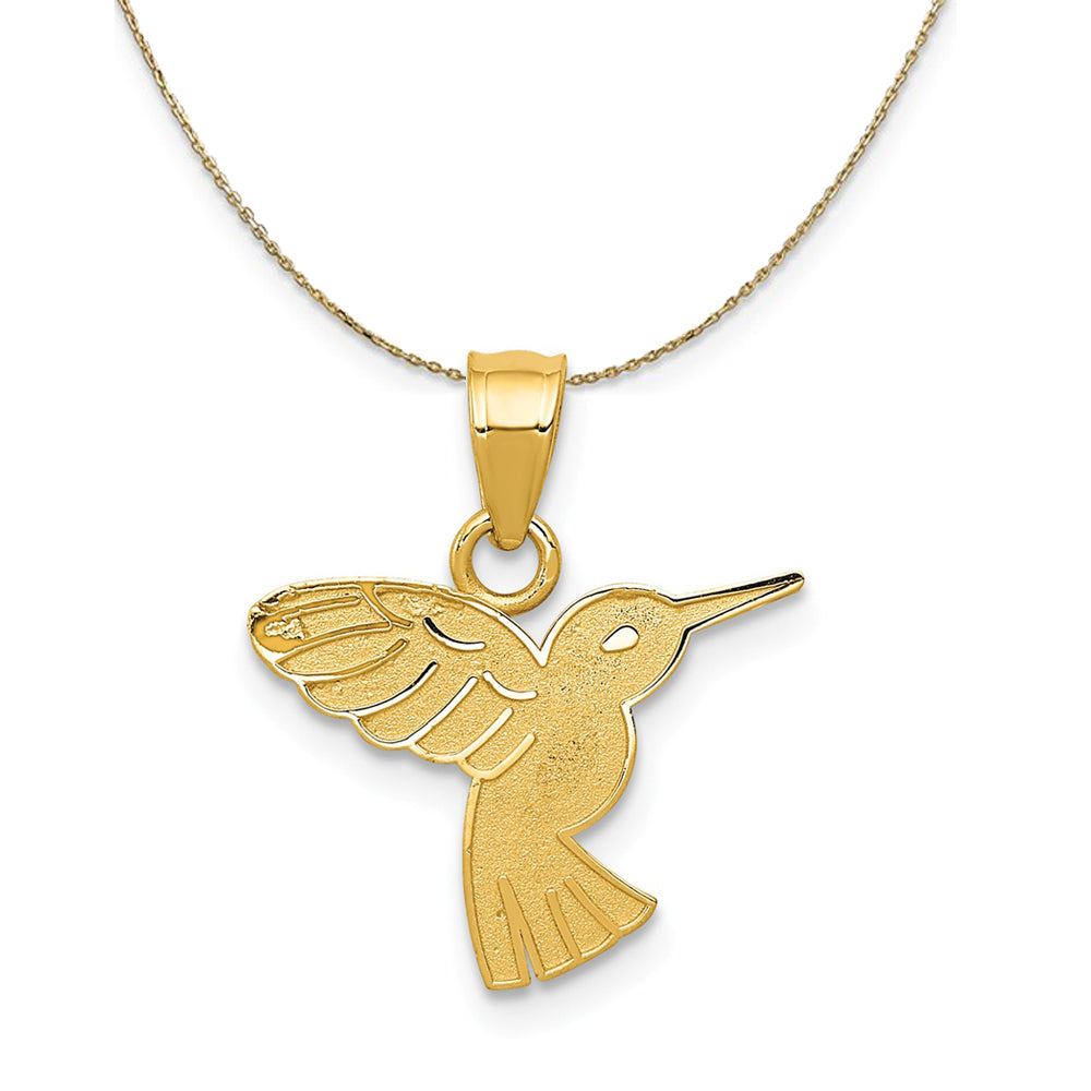 14k Yellow Gold Flat Hummingbird Necklace, Item N23468 by The Black Bow Jewelry Co.