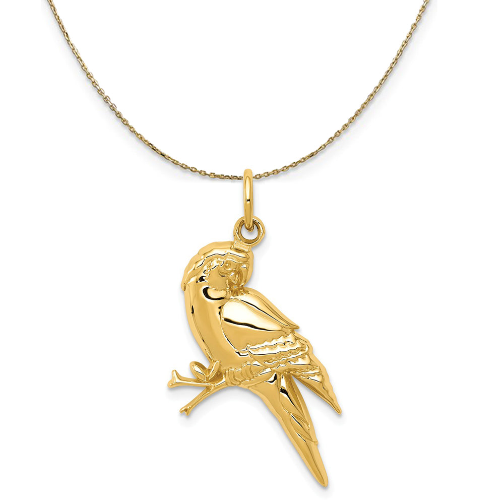 14k Yellow Gold 2D Parrot Necklace, Item N23486 by The Black Bow Jewelry Co.