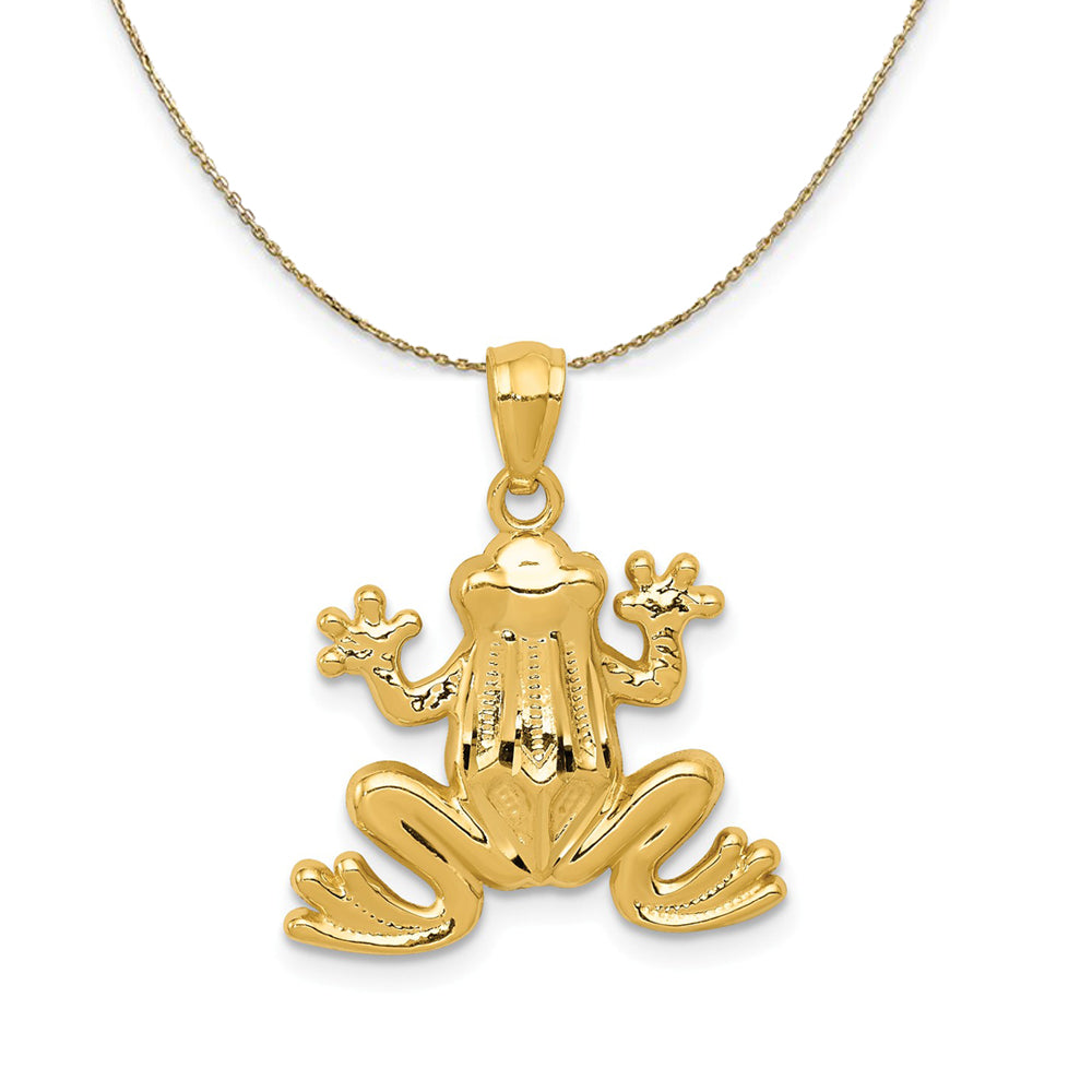 14k Yellow Gold Polished Frog Necklace, Item N23582 by The Black Bow Jewelry Co.