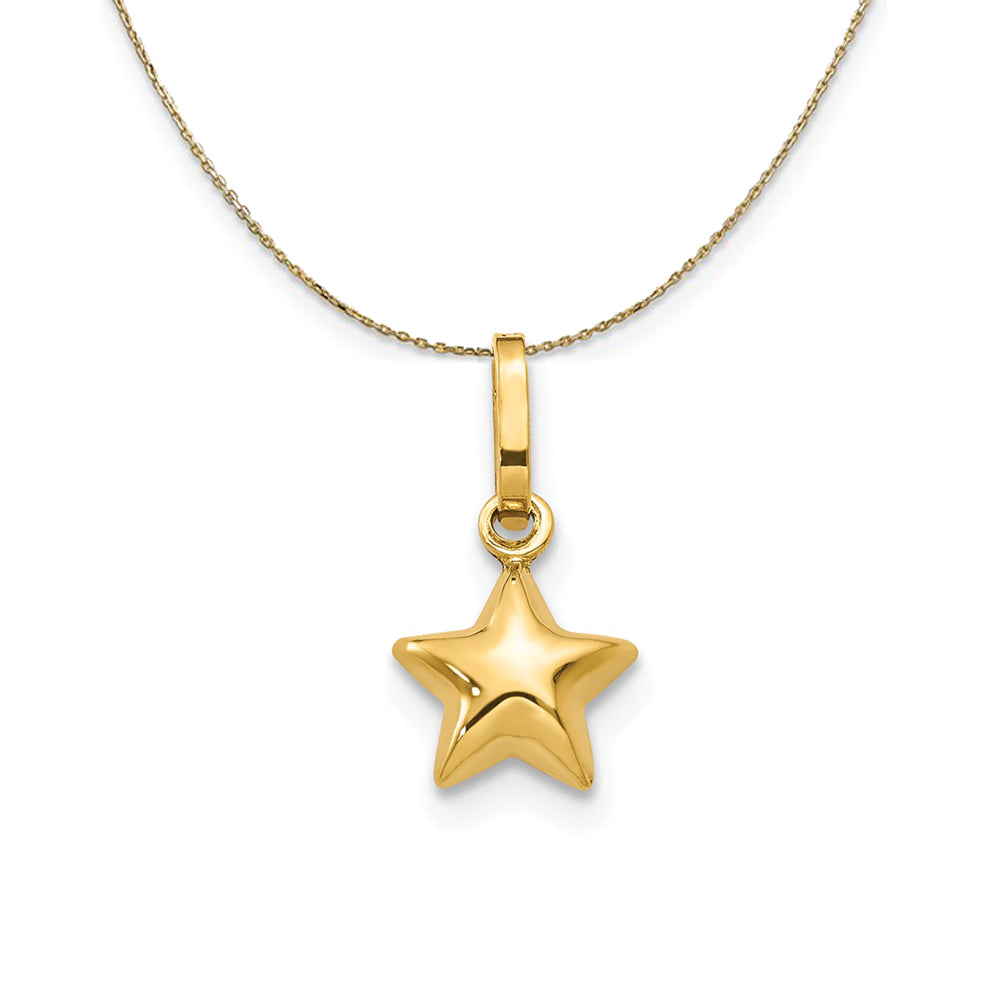 14k Yellow Gold Tiny 6mm Puffed Star Necklace, Item N23600 by The Black Bow Jewelry Co.