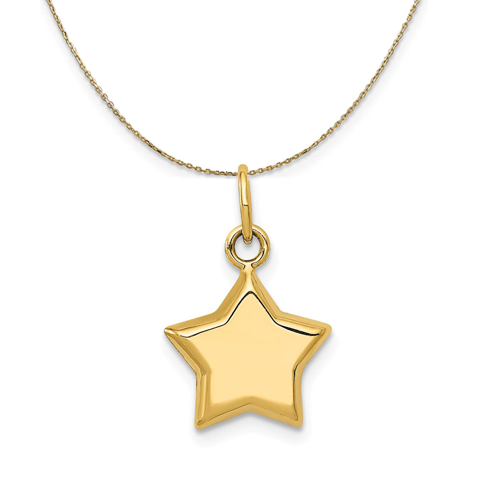 14k Yellow Gold 11mm Puffed Star Necklace, Item N23602 by The Black Bow Jewelry Co.