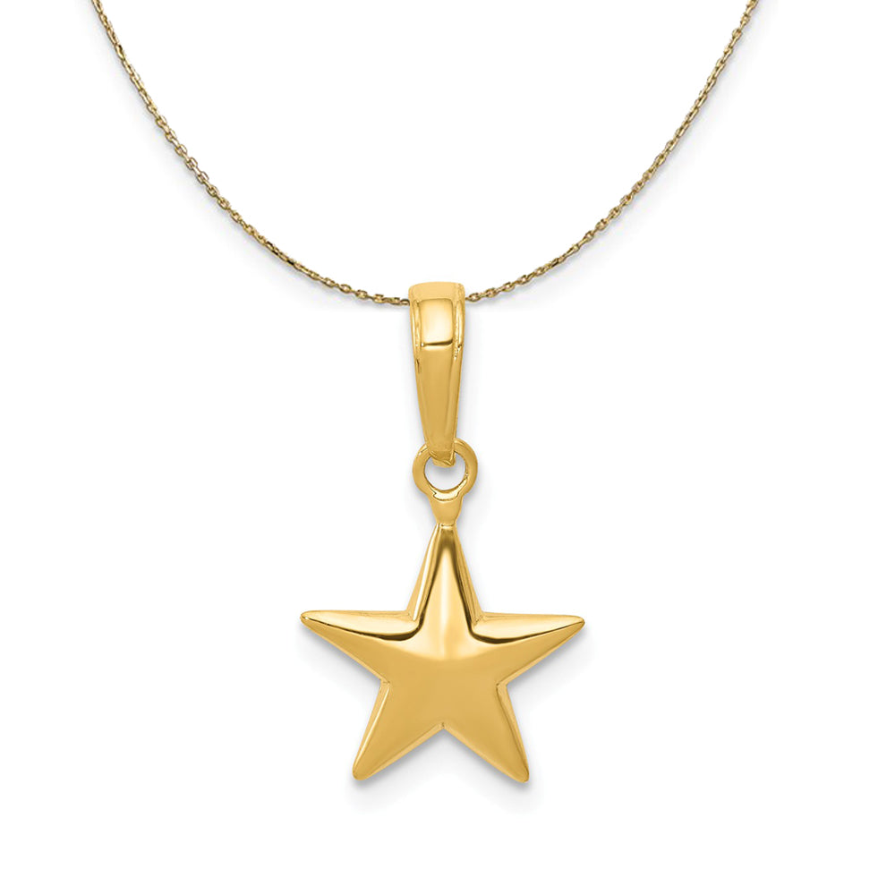 14k Yellow Gold 10mm Polished 3D Star Necklace, Item N23603 by The Black Bow Jewelry Co.