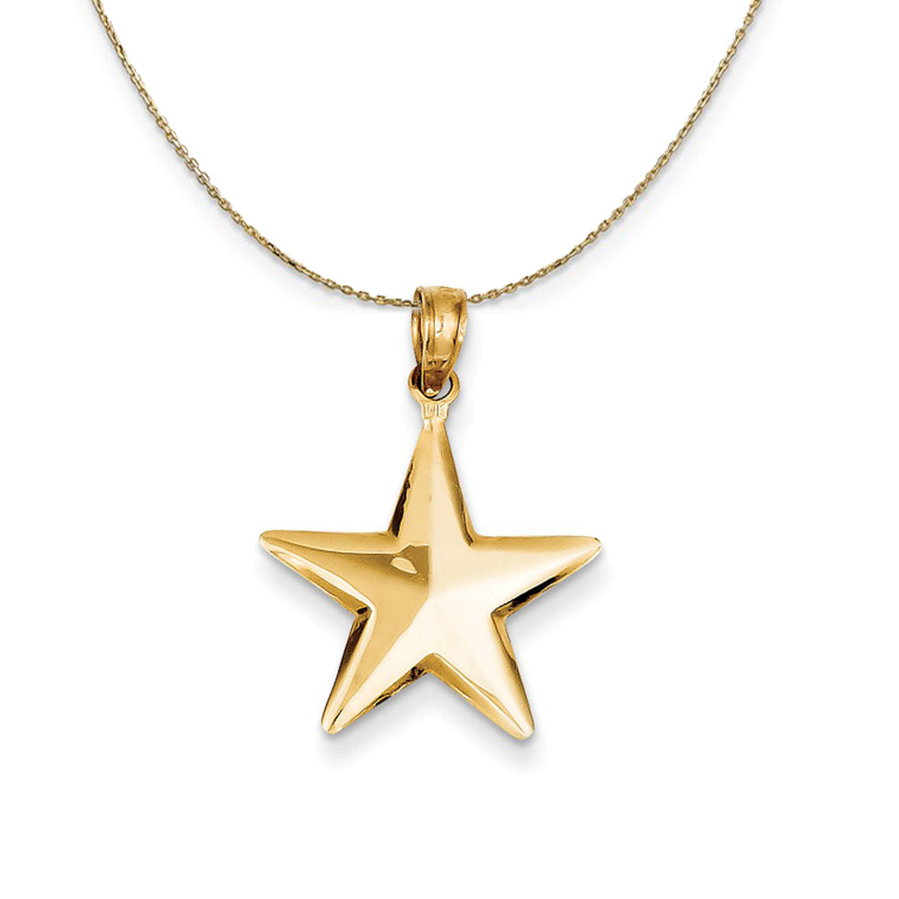 14k Yellow Gold 17mm Polished 3D Star Necklace, Item N23604 by The Black Bow Jewelry Co.