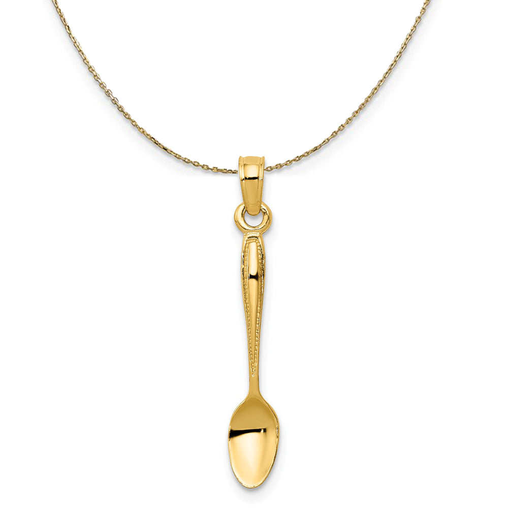 14k Yellow Gold 3D Table Spoon Necklace, Item N23631 by The Black Bow Jewelry Co.