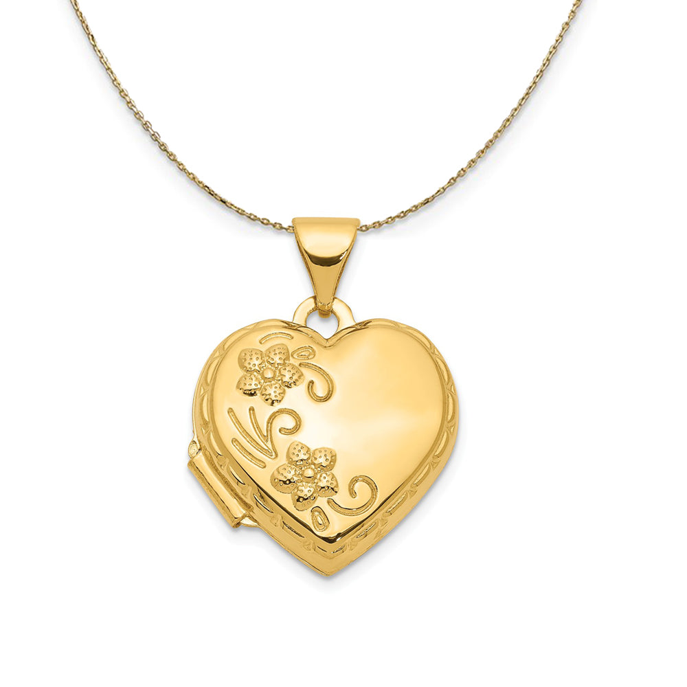 14k Yellow Gold Love You Always Heart Locket Necklace, Item N23673 by The Black Bow Jewelry Co.