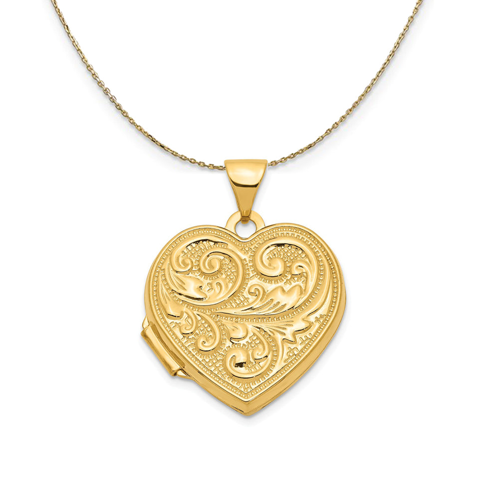 14k Yellow Gold 18mm Love You Always Heart Locket Necklace, Item N23678 by The Black Bow Jewelry Co.
