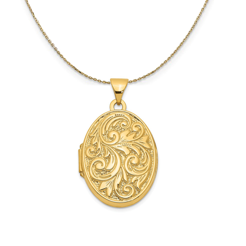 14k Yellow Gold 21mm Love You Always Oval Locket Necklace, Item N23679 by The Black Bow Jewelry Co.