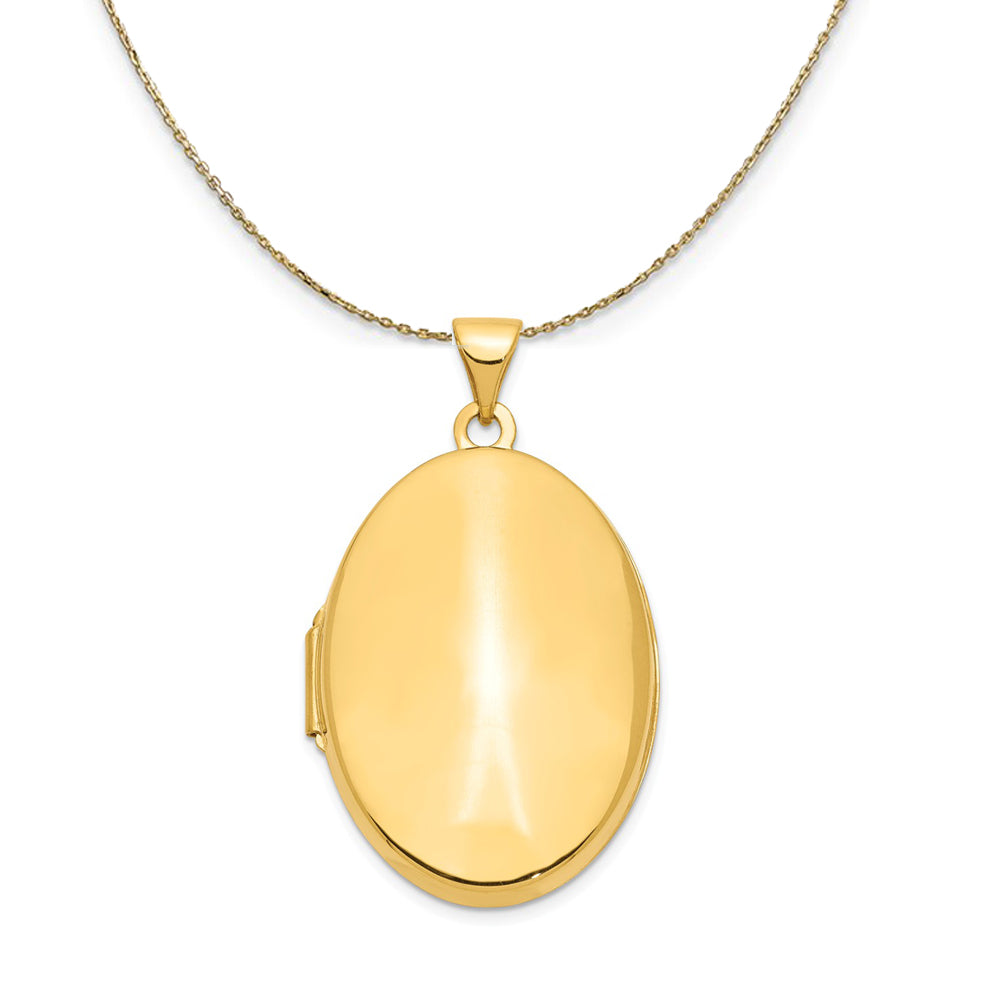 14k Yellow Gold Polished Domed Locket, 26mm Necklace, Item N23682 by The Black Bow Jewelry Co.