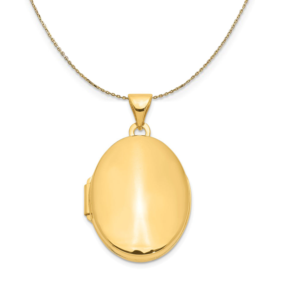 14k Yellow Gold 21mm Polished Oval Locket Necklace, Item N23683 by The Black Bow Jewelry Co.